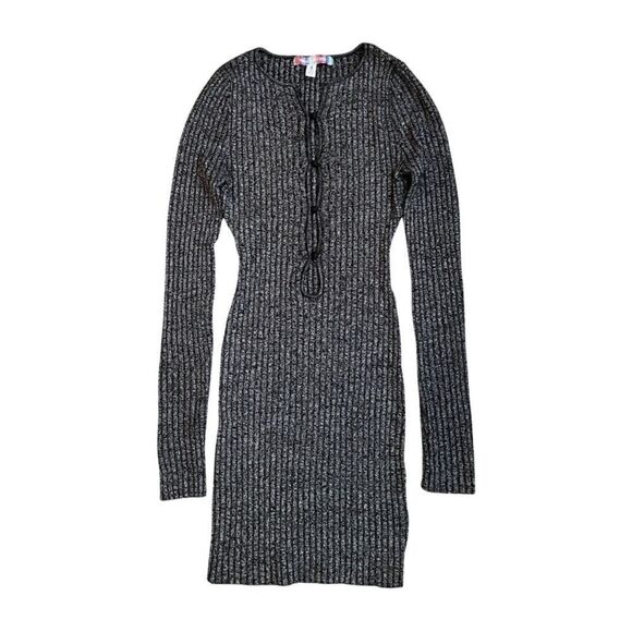 Urban Outfitters UO Ribbed Sweater Dress Knit Minidress Metallic B… - Picture 1 of 9
